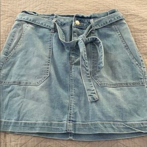 Blue Spice Denim Skirt With Tie Belt